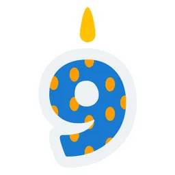 Free Cute Number Nine Party Candle  Icon