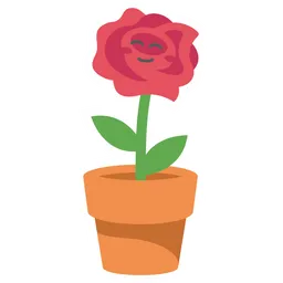 Free Cute Red Rose Flower Character  Icon