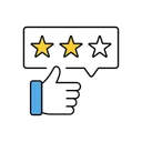 Free Daumen hoch Bewertung mit 2 Sternen  Symbol