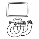 Free White Line Computer Illustration Desktop Computer Pc Icon