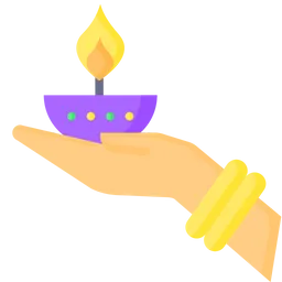 Free Diwali Lamp In Hand  Icon