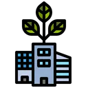 Free Eco Building Green City Green Home Icon
