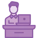 Free Empleado Escritorio Mesa Icono
