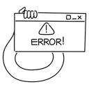Free White Line Error Notification Illustration Error Alert Warning Message 아이콘
