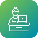 Free Empleado Escritorio Mesa Icono