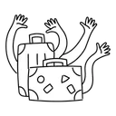Free White Line Suitcase Wave Hands Illustration Farewell Luggage Waving Suitcase Icon