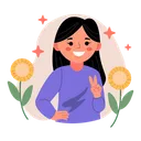 Free Female with peace hand  Icon