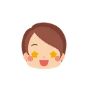 Free Girl Emoji Star Shaped Eyes Icon