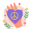Free Hand holding heart and peace symbol  Icon