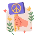 Free Hand with peace symbol  Icon