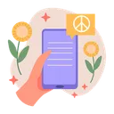 Free Handphone with peace symbol  Icon