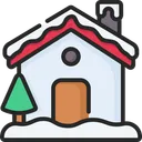 Free Verschneites Haus Weihnachtsbaum Haus Symbol