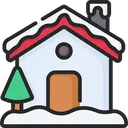Free Snowy House Christmas Tree House Icon