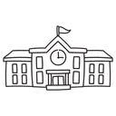 Free White Line School Building Illustration Educational Institution Learning Facility Icon
