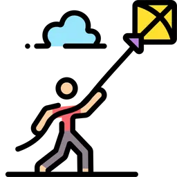 Free Man Flying Kite  Icon