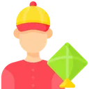 Free Artboard Copy Man With Kite Kite Flyer Icon