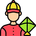 Free Artboard Copy Man With Kite Kite Flyer Icon