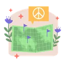 Free Map Peace Stop The War Icon