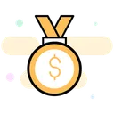 Free Business Success Achievement Dollar Medal Icon