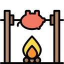 Free Medieval Fire Roasting Cooking Pig Icon