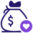Free Sack Of Money Cash Heart Icon