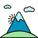 Free Mountain Clouds Sun Icon