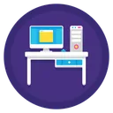 Free Office Desk Desk Workplace Icon