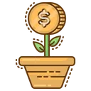 Free Crecimiento Planta Monedas Icono