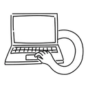 Free White Line Laptop Illustration Portable Computer Notebook Icon