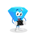 Free Mascota Del Logotipo De Diamante Con Pose De Camara Dibujo Animado Icono