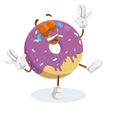 Free Mascotte Du Logo Donat Pose Heureuse Souriante Icône