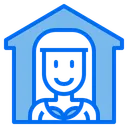 Free House Woman Stay At Home Icon
