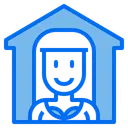 Free House Woman Stay At Home Icon