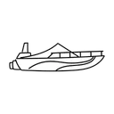 Free White Line Speed Boat Illustration Powerboat Racing Vessel Icon