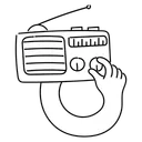 Free White Line Radio Illustration Radio Receiver Broadcasting Icon