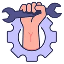 Free Raised Hand With Gear Icon