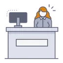 Free Reception Desk Receptionist Check In Icon