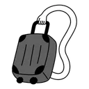 Free Black Monochrome Suitcase On The Way Illustration Rolling Luggage Suitcase In Transit Symbol