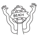 Free White Line Beach Sign Illustration Seaside Signage Coastal Marker Icône
