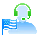 Free Soporte Basado En EE UU Auriculares De Soporte Atencion Al Cliente Icono