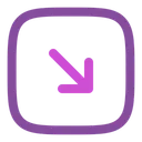 Free Square Arrow Right Down Icon