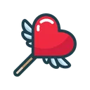 Free Stick Wing Heart  Icon
