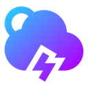 Free Sun Cloud Angled Zap Icon