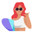 Free Surfer Surfing Girl Icon