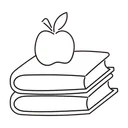 Free White Line Book And Apple Illustration Symbol Of Education Teacher Appreciation アイコン