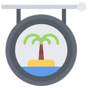 Free Island Palm Tree Signboard Icon