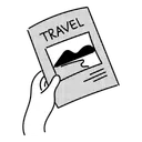 Free Half Tone Holding Travel Brochure Illustration Tourist Information Travel Guide Icon