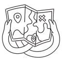Free White Line Open The Map Illustration Unfolded Map Exploring A Map Icon