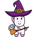 Free Unicornio Bruja Escoba Icono