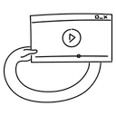 Free White Line Video Player Illustration Video Playback Multimedia Player Icon